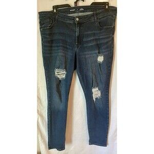 Old Navy Women's Rockstar Mid-Rise Shredded Super Skinny Jeans, Size 18